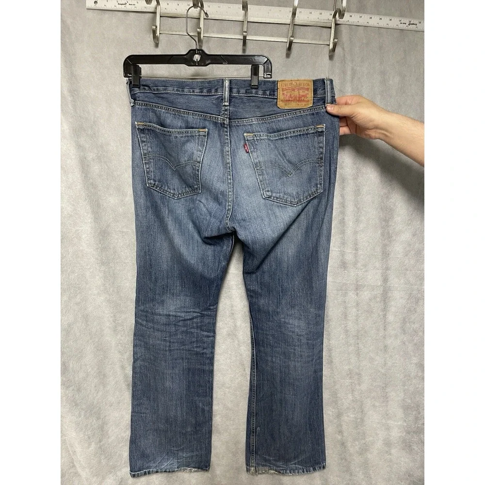 Levi's 527 Jeans Men 36 X32 Blue Denim Stone Wash Preppy Western‎ Bootcut Cowboy